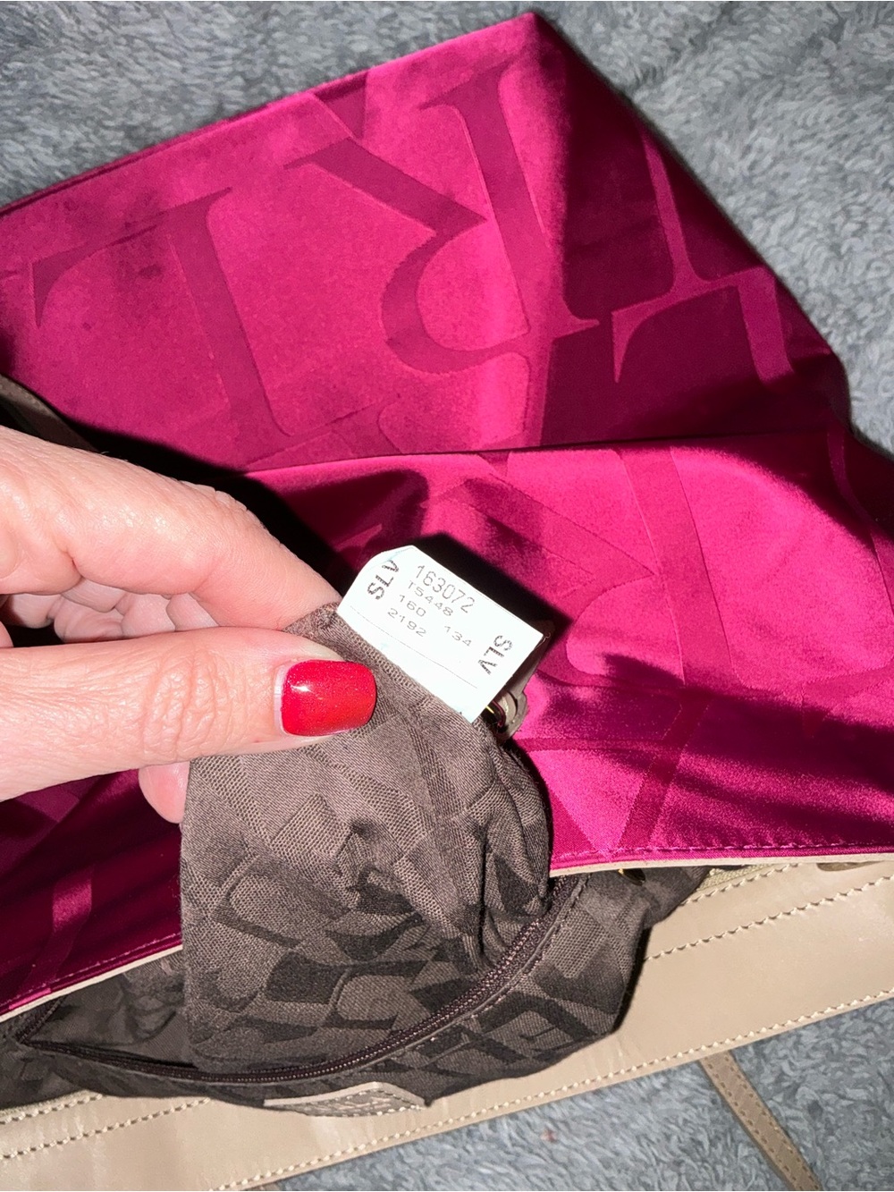 Furla Italy Pink Fuchsia Satin Jacquard Tote Bag Large Shoulder Bag - Picture 6 of 11